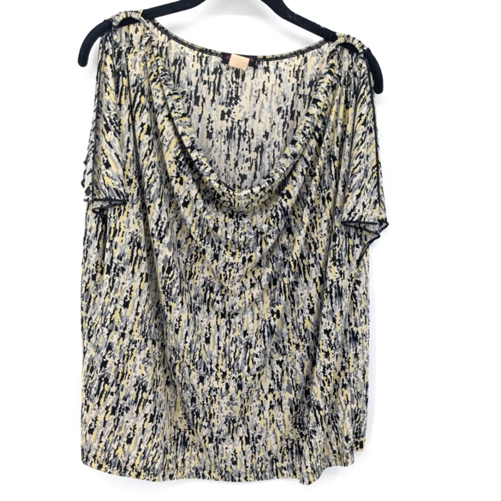 Cocomo Blouse Womens Plus 2X Yellow Stretchy Split Sleeve Top Mature Office